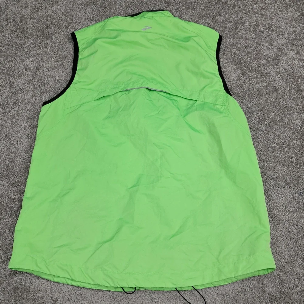 Brooks Mens Shelter Technology Running Vest Neon Green Black Full Zip Size M